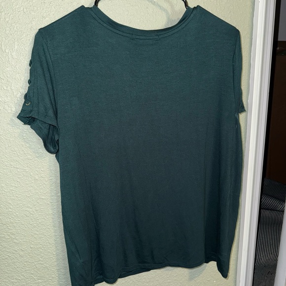 Dark Green Lace-Up Sleeve Top - Picture 3 of 3